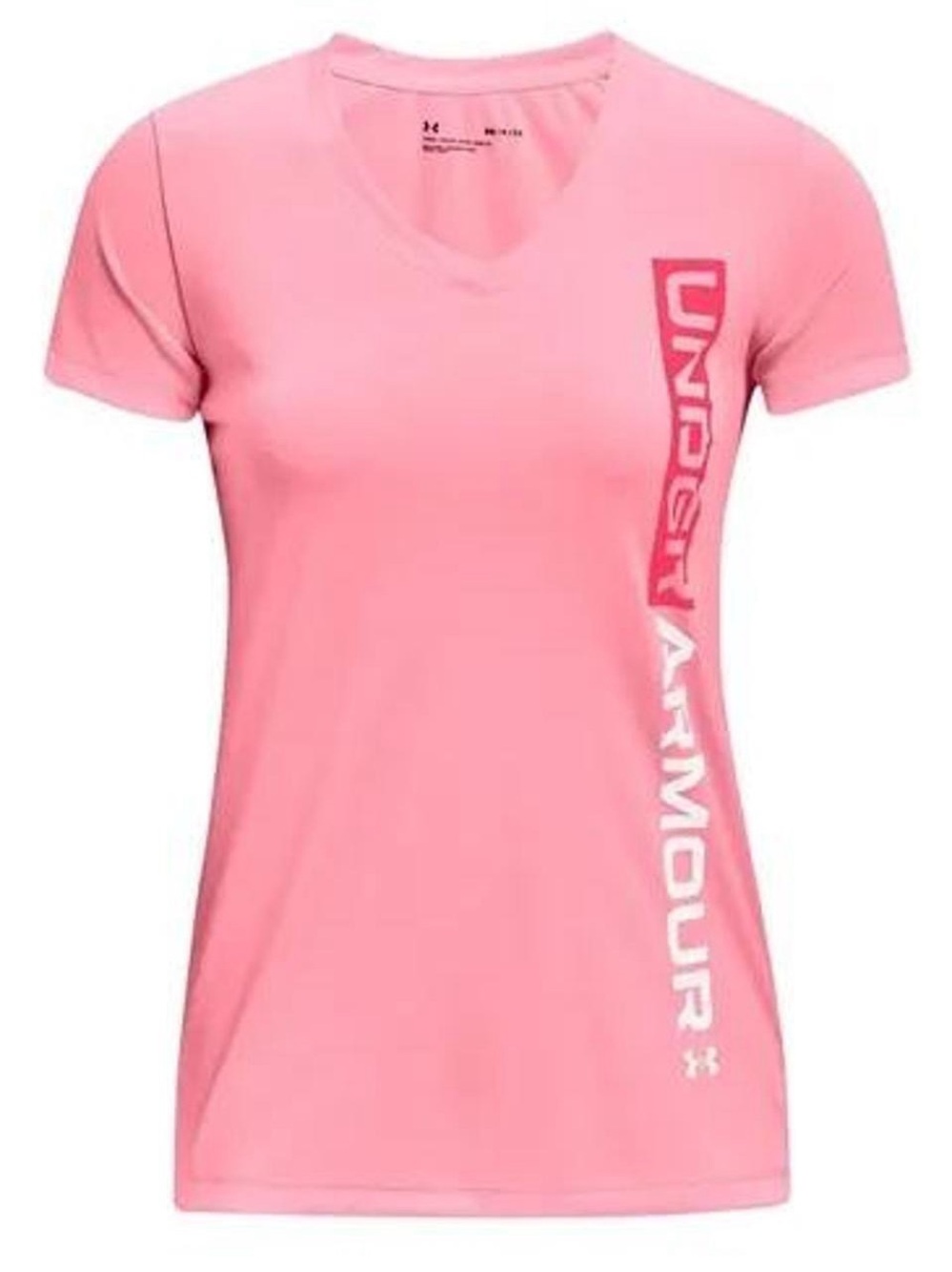 Under Armour Velocity Wordmark pink v-neck shirt